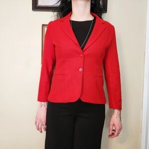 Vintage 1990s Cross Country Fashions Red Wool Tailored Blazer
